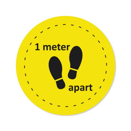 Covid-19 Floor Sticker 1 Meter Apart 26cm Round Yellow 3pcs